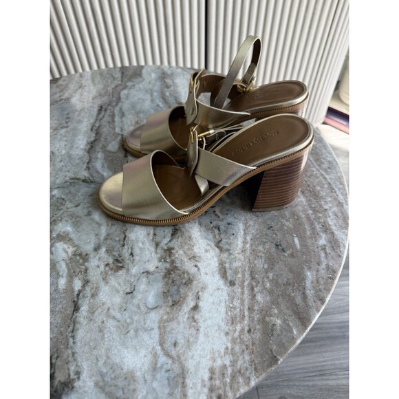 SEE BY CHLOE CHANY Gold LEATHER HEELED SANDALS 38.5 - Picture 6 of 10